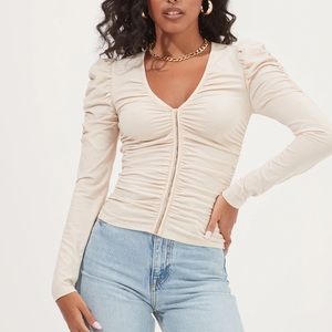 ENCINO RUCHED LONG SLEEVE TOP